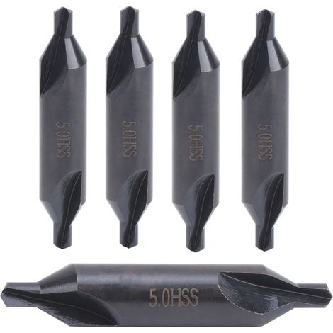 Foret à centrer HSS 5mm, lot de 5 pointes de précision pour fraiseuses, outils de positionnement acier rapide (1/5)