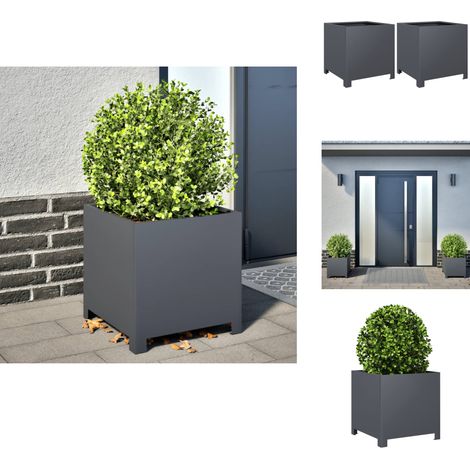 Jardinières 2 pcs anthracite 40x40x40 cm acier - Jardinière - Jardinières - Planteur - Jardinière D'extérieur (1/5)