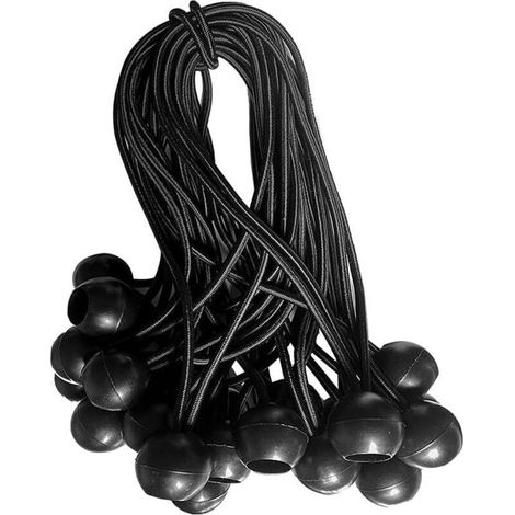 Cordons élastiques de 6 pouces avec boules d'arrimage pour bâche à billes pour tente de bâche à baldaquin en filet d'ombrage, paquet de 25 (1/5)