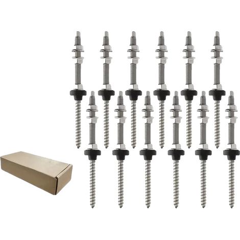Set di 12 bulloni di supporto in acciaio inossidabile resistenti, compatibili con pannelli solari. (1/2)