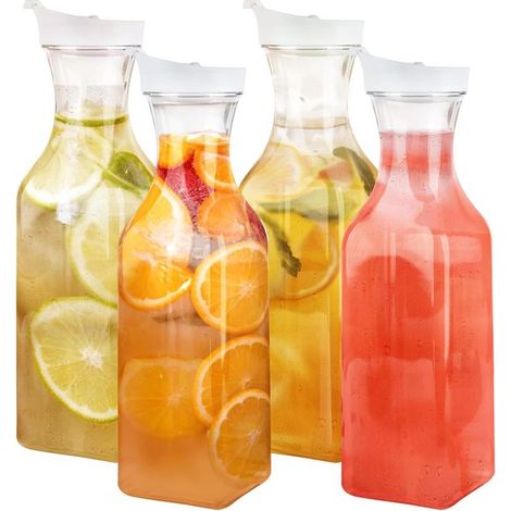 Récipient carré en plastique - 1500 ml - Couvercle à charnière hermétique - Pour jus, eau, lait et café - Transparent - Boîte de rangement (1/5)