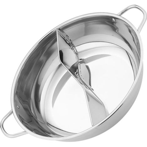 Casserole avec Double Compartiment Compact et Gain de Place à Fondue Chinoise en Acier Inoxydable pour Petits Rassemblements et Dîners en (1/5)