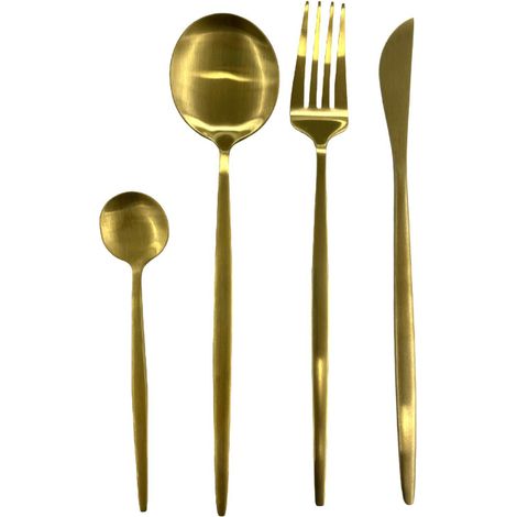 Set di posate dorate, 24 pezzi, per 6 persone (1/4)