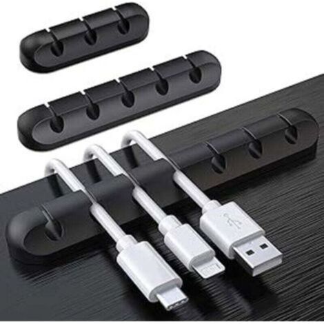 Clips Câble Organisateur Bureau, Lot de 3 Support de Câble, Organisateur de Cordon, Gestion des Cables, Câble Rangement pour USB Câbles de Chargeur/Souris/Écouteur/PC , Organisateur (1/4)