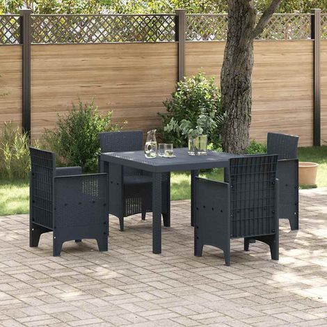 Garden Dining Set 5 pcs Anthracite Polt rattan vidaXL (1/5)