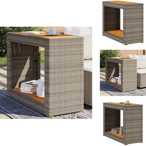 Table d'appoint de jardin dessus en bois gris 100x40x75 cm - Table D'appoint Jardin - Table Extérieure - Mobilier De Jardin - Table Patio - Table Ronde (1/5)