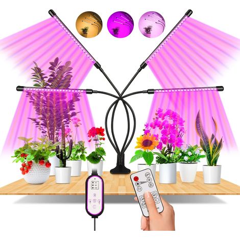 Lampes de croissance pour plantes d'intérieur, 80 LED à spectre complet, 4 têtes avec 10 niveaux d'intensité, automatique-AquaForge (1/5)
