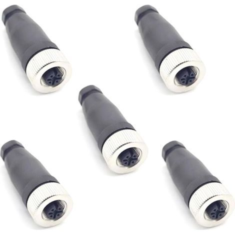 5 Pcs M12 5 Pôles Femelle Connecteur, IP67 Étanche A Codés Droits 5 Broches sur Place à Vis Capteur 12mm M12 5 Core Connecteurs Ronds Accessoires pour l'automatisation Industrielle 125V 4A AC/DC (1/4)