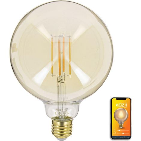 Ampoule LED Connectée E27 G125 Filament Verre Ambré 5,5W, Éclairage Multi-Blancs avec Variation de Luminosité, Idéale pour Décoration Intérieure et Ambiance Personnalisée. (1/5)