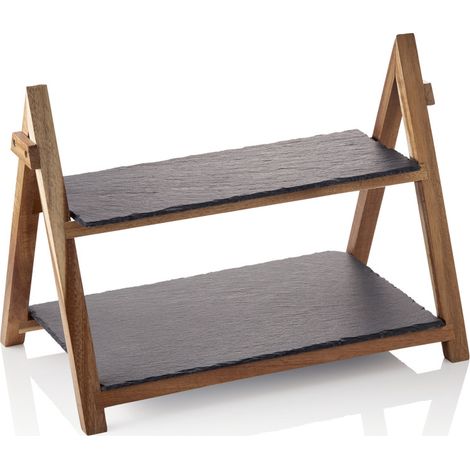 Présentoir 2 niveaux H 30 cm ardoise bois SLATE LINE - Was Germany (1/2)