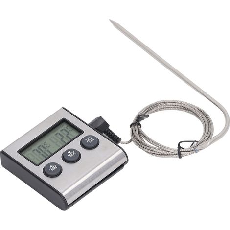 Thermomètre à viande électronique avec sonde, numérique, pour four, cuisson et grillades, avec minuterie et température préréglée. (1/5)