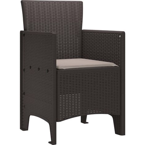 Chaise de jardin 2 lot de 2  Chaises d'extérieur Marron 53 x 49 x 85 cm Polypropylène (1/5)