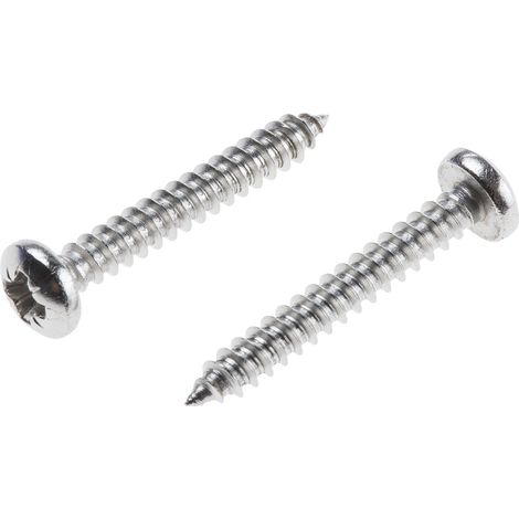 Vis autotaraudeuse RS PRO, N°6 x 25mm, tête Cylindrique, en Acier Inoxydable ( Prix pour Boîte de 100 )