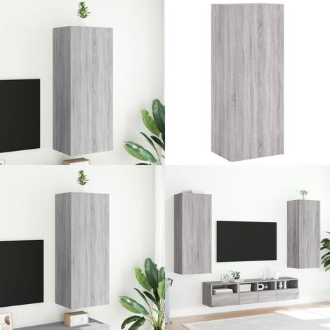 Mueble TV de pared madera ingeniería gris Sonoma 40,5x30x102 cm - Mueble de TV - Mueble de pared