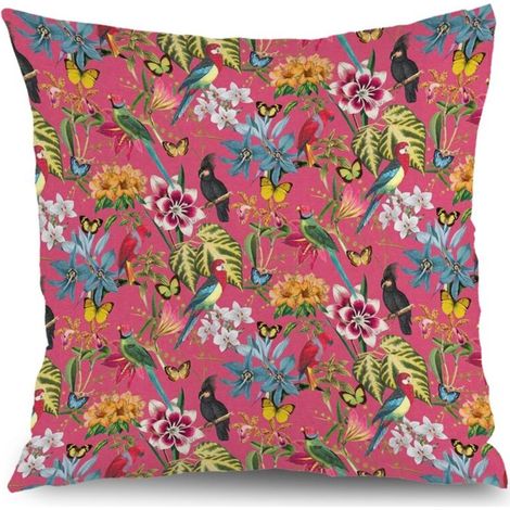 Housse de coussin plantes fleurs papillons, décoration salon rustique,40×40cm (1/5)