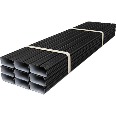 Lot de 10 tuyaux de descente rectangulaires aluminium noir foncé – évacuation eaux pluviales – usage professionnel – fabrication française