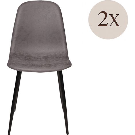 Dmora - Sedia 0, Set di 2 Sedie moderne in ecopelle invecchiata, struttura in metallo, Ideale per sala da pranzo, cucina o salotto, Cm 56x45h87, Grigio