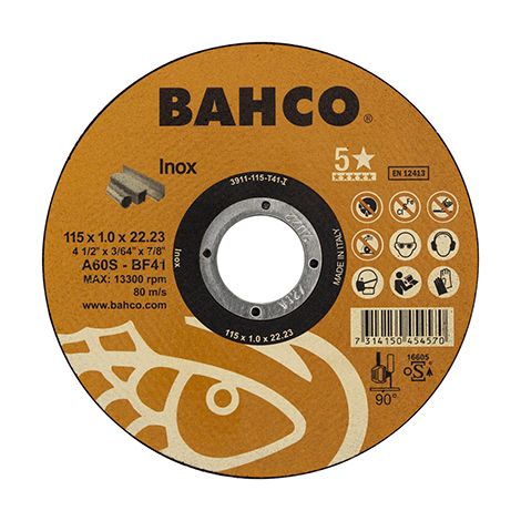 Disque à tronçonner en acier inoxydable 115x1mm 3911-115-t41-i bahco (1/2)