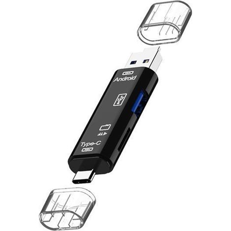 Adaptateur USB 2.0, lecteur de cartes mémoire portable, lecteur de cartes TF pour smartphones, tablettes, PC et ordinateurs portables avec fonction OTG (1/5)