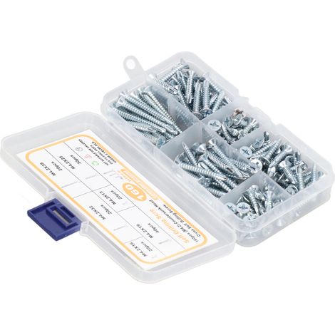160 vis autoperceuses en acier au carbone, bleuies, à tête fraisée, empreinte cruciforme Phillips, M4,2, pour bois (1/5)