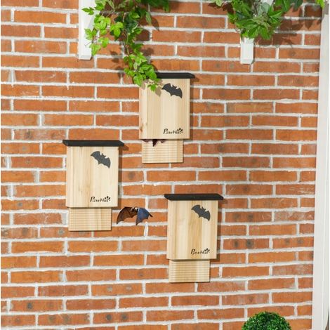 Rifugio per pipistrelli x3 in legno trattato, resistente alle intemperie, 25 x 6 x 37,5 cm (1/4)