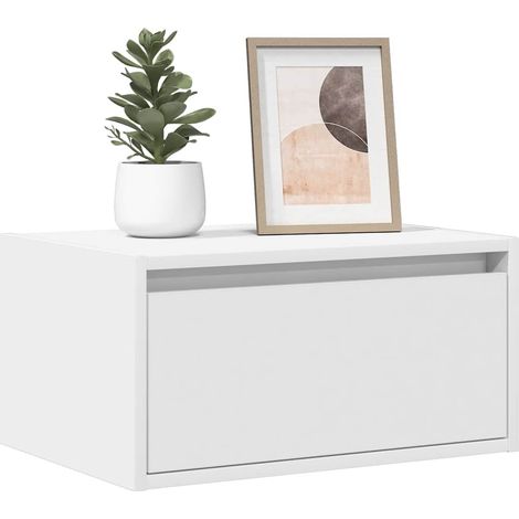 Wand-Nachttische mit LED-Leuchten 2 Stk. Weiß