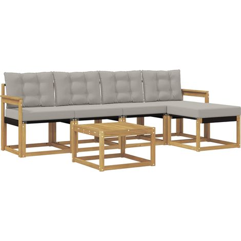 Set di divani da esterno 6 pcs Bianco e Grigio Chiaro vidaXL