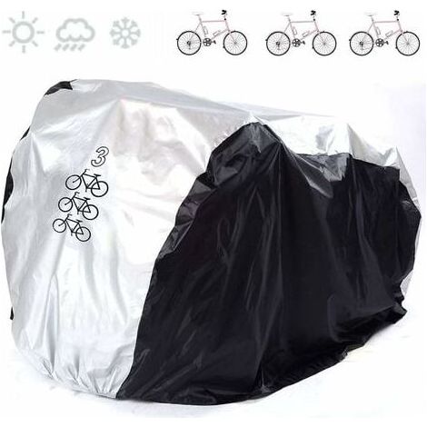 Cubierta para bicicleta al aire libre Protección UV A prueba de polvo Impermeable Lluvia para bicicleta Scooter Carretera Montaa Cubierta impermeable para bicicleta - (para 3 bicicletas) (1/5)
