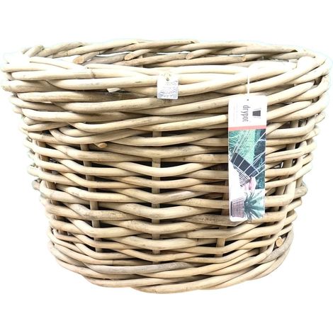 VAN DER LEEDEN DRYPOT® Rattan Pflanzkübel Grau Ø 59 cm - Sylter Körbe (1/4)