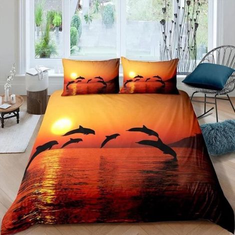 Housse de Couette - 200x200 cm - Parure Lit Respirante avec 2 Taies d'Oreiller - Rouge Dauphin (1/4)
