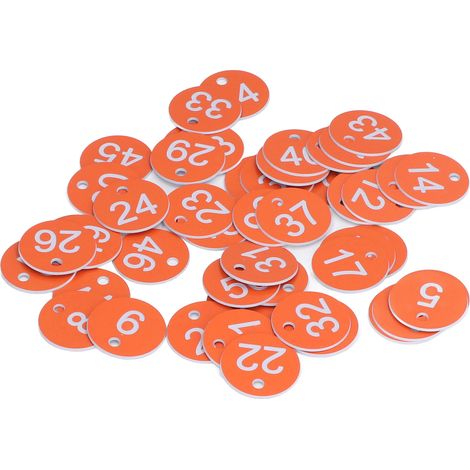 50 Étiquettes Rondes Numérotées 1 à 50 Orange, Simple et Jolies, pour Ruche Apiculture Élevage (1/5)