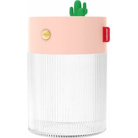 Mini humidificador portátil inalámbrico para plantas con 2 modos de vaporización, 2 modos de luz nocturna para bebés, dormitorio, viajes, oficina, hogar, funcionamiento silencioso, color rosa. (1/5)