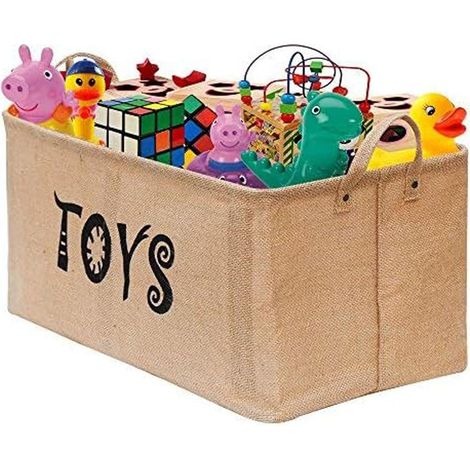Caisse de Rangement Pliable en Lin avec Poignées 56x25x33 cm Coffre à Jouets, Organisateur Élégant pour Chambre d'Enfant, Salle de Jeux, Rangement Pratique Jouets Vêtements Livres (1/5)