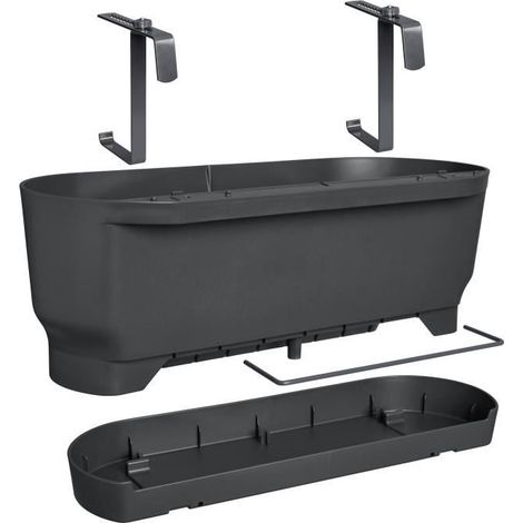 ELHO BLUMENTOPF GREENVILLE EASY BALCONY 52 LIVING BLACK BALCONY L 21,2 X B 52 X H 19,4 CM 3081805243300 (1/4)