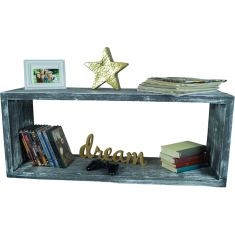 Lowboard in shabby schwarz 100x40x30cm aus Massivholz Vintage-Tisch rustikal (1/5)