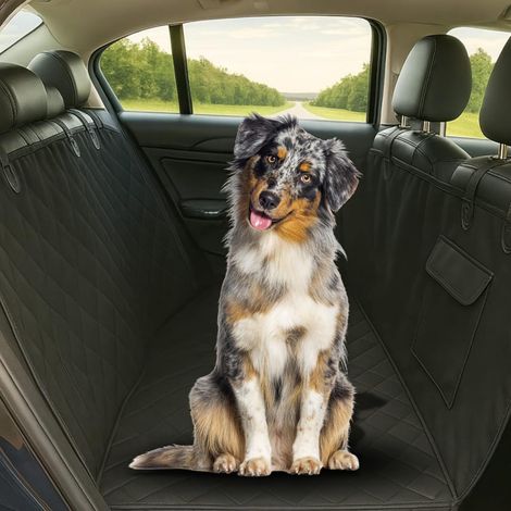 Autositzbezug für Hunde – Universeller Bezug für Rücksitz und Kofferraum, wasserdicht, rutschfest, kratzfest, aus Oxford-Gewebe – Autositzschutz für Hunde mit Zubehörtasche (1/3)