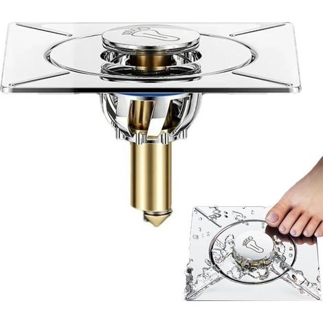 Bonde de douche 9,8 x 10 cm avec couvercle - Système d'évacuation pour cloison de salle de bain carrelée en acier inoxydable (1/5)