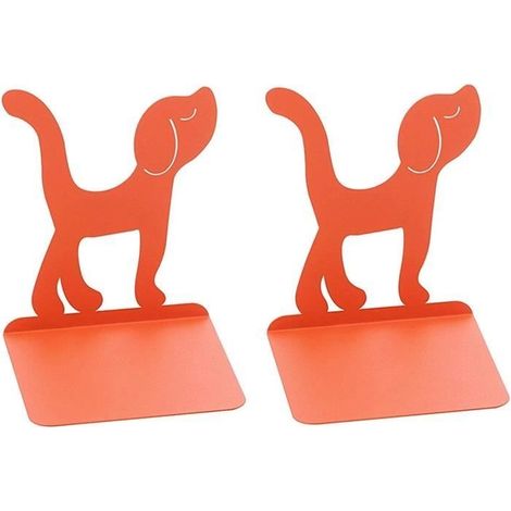 Serre-livres - Chien - Lot de 2 - Métal - Orange - Alliage de zinc