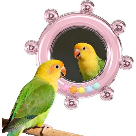 Miroir rose pour cages à perruches, jouet suspendu pour l'activité et le divertissement.-AquaForge (1/5)
