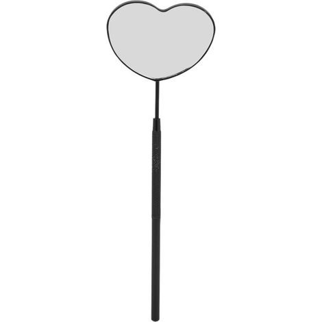 Miroir à Cils en Forme de Cœur Professionnel Portable en Acier Inoxydable pour Extensions de Cils Noir (1/5)