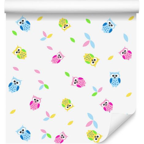 Papel pintado de búhos coloridos para salón y dormitorio, 50x1000 cm (1/5)