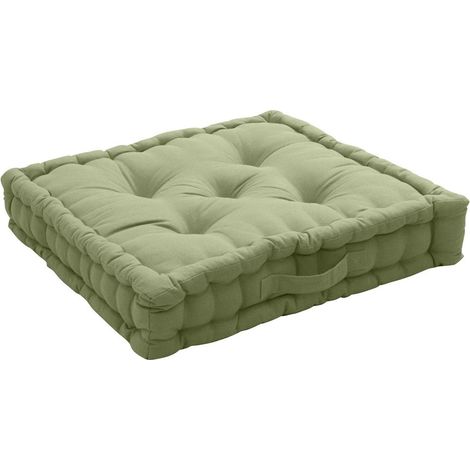 Coussin de Sol Uni "Panama" 50x50cm Vert Olive