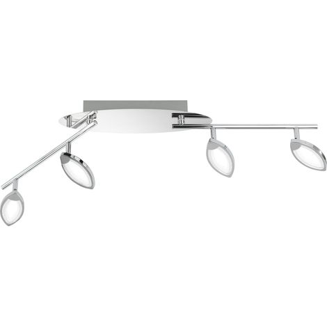 Deckenlampe LED Küche Modern LED Deckenleuchte 4 Flammig Deckenstrahler Wohnzimmer schwenkbar, dimmbar, 4x 5W 330Lm warmweiß, LxBxH 87,5x9x13 cm, Wofi 9482.04.01.6000