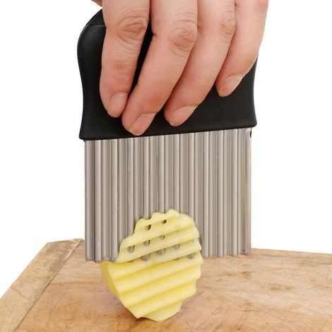 Cortador de patatas fritas grande y ondulado – Cortador de patatas fritas – Cuchillo para patatas, frutas y verduras – Herramienta de corte con hoja de acero inoxidable (1 unidad) (1/5)
