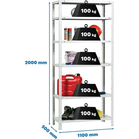 Simonrack Metallregal weiß 6 robuste Böden