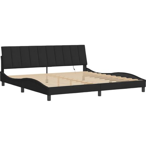 vidaXL Giroletto con LED senza Materasso Hanko Nero 200x200 cm in Velluto (1/4)