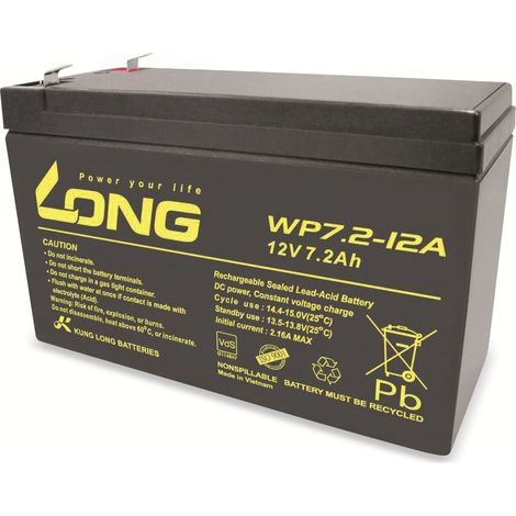 Batterie au plomb KUNG LONG WP7.2-12A, 12 V-/7,2 Ah