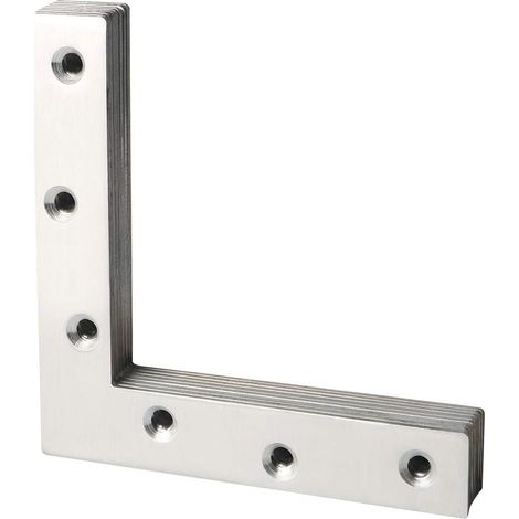 Équerre d'Angle Lot de Support de Fixation Équerre Plate de Réparation Connecteur en Forme de L avec Vis, Finition en Acier Inoxydable, 120mm x 120 mm, 8 Pcs, EJ7120L-8P (1/5)