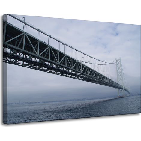 Stampa su tela Architettura Ponte Giappone 90x60 Asia Mare nella nebbia