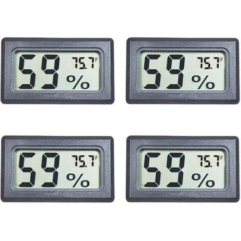 Lot de 4 mini thermomètres et hygromètres électroniques numériques d'intérieur avec affichage LCD en degrés Fahrenheit ( ) pour caves à cigares et serres (1/5)